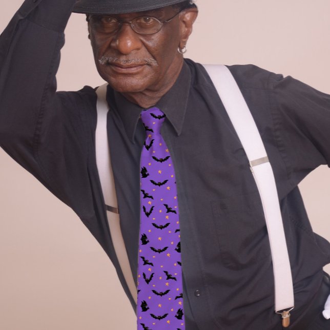 Flying bats Halloween Purple Tie (Creator Uploaded)