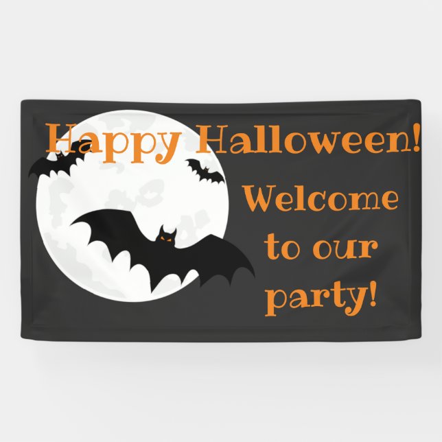 Flying Bats & Moon Halloween Banner (Horizontal)