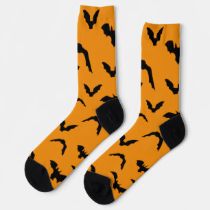 Flying Bats on Orange Socks