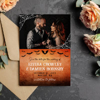 Flying Bats Spider Web Goth Photo Save the Date