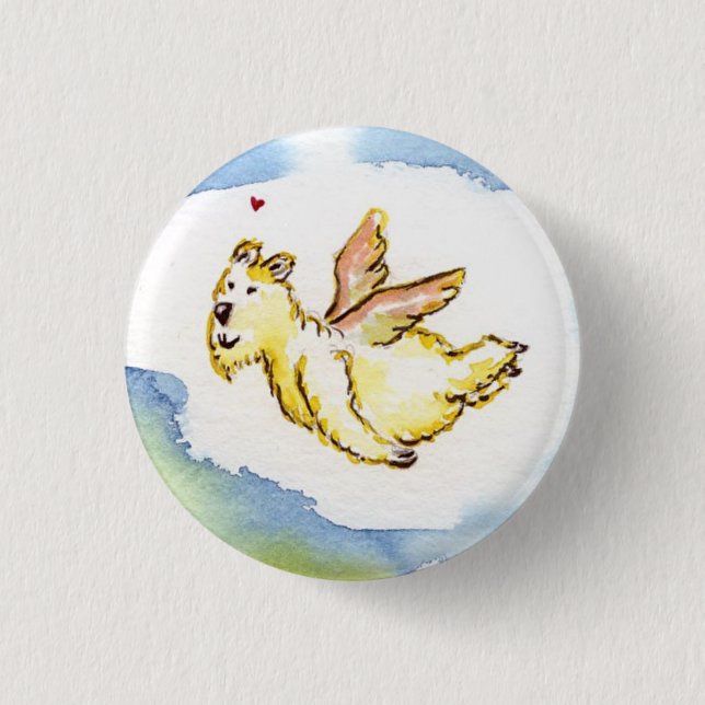 flying bear in love 3 cm round badge (Front)