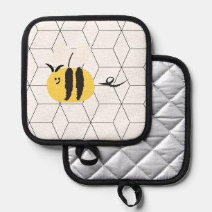 Flying bee, cute doodle  pot holder