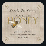 Flying Bee Metallic Gold Honey Label fancy border<br><div class="desc">Dotted border with ornate frame with a realistic honeybee in flight and word "HONEY" printed in a metallic gold gradient.</div>