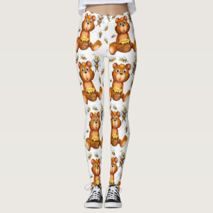 Flying Bees With A Honey Bear Leggings