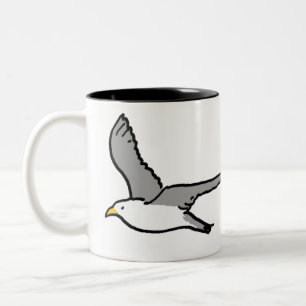 Flying Bird Illustration. Image of Seagull Flying Two-Tone Coffee Mug
