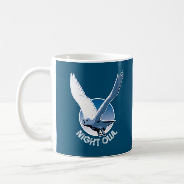 Flying Bird Illustration - Night Owl Coffee Mug (Left)