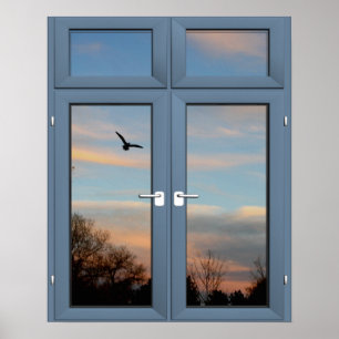 Flying Bird Picture Window Scenery - Illusion Poster