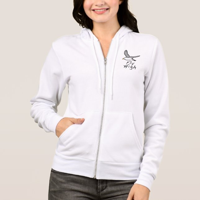 Flying Bird. Seagull in Flight Illustration Hoodie (Front)