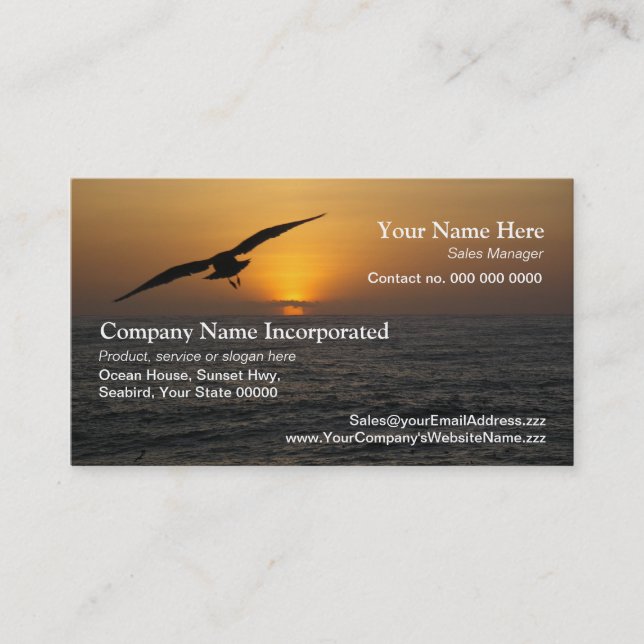 Flying bird sunset business card (Front)