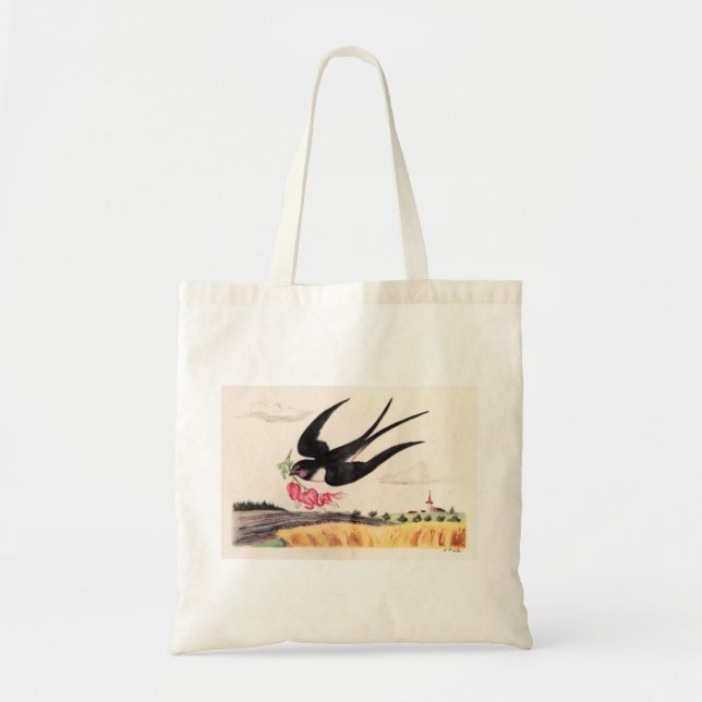 Flying Bird With Flowers Tote Bag (Front)