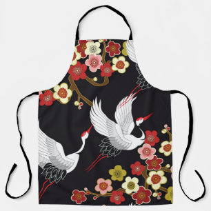 Flying Birds: Crane Heron Japanese. Apron