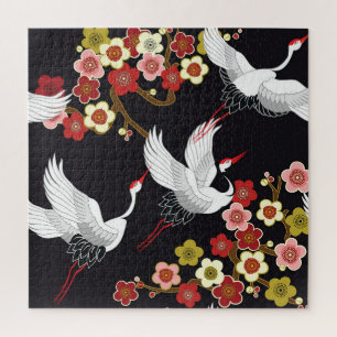 Flying Birds: Crane Heron Japanese. Jigsaw Puzzle
