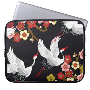 Flying Birds: Crane Heron Japanese. Laptop Sleeve