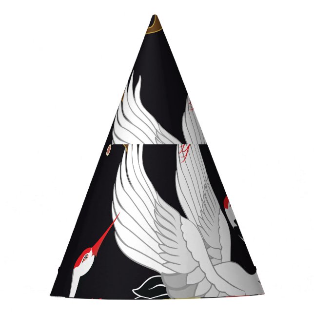 Flying Birds: Crane Heron Japanese. Party Hat (Front)
