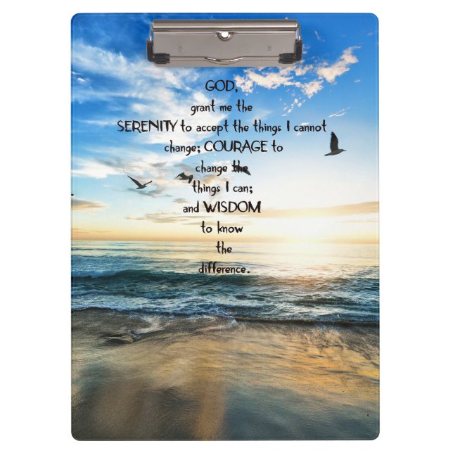 Flying Birds In Heaven Serenity Prayer  Clipboard (Front)