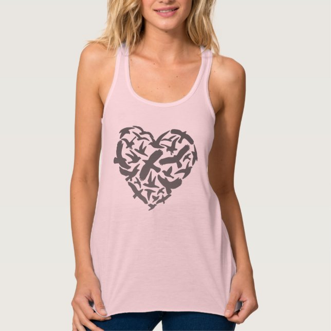 Flying Birds Love Heart Cool Singlet (Front)