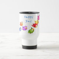Flying Birds Travel Mug - Custom Text