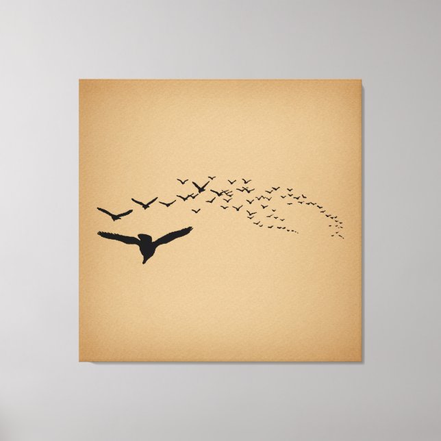 Flying Birds Vintage Art Canvas Print (Front)