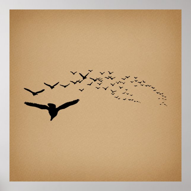 Flying Birds Vintage Art Poster (Front)