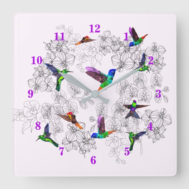 Flying Birds Wall Clock Hummingbirds (Front)