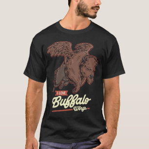 Flying Bison I Love Buffalo Wings  Hot Wings T-Shirt