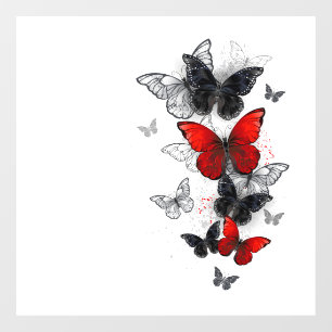 Flying Black and Red Morpho Butterflies