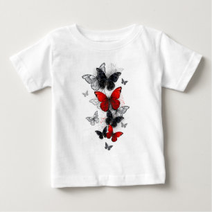 Flying Black and Red Morpho Butterflies Baby T-Shirt