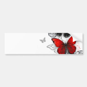 Flying Black and Red Morpho Butterflies Bumper Sticker