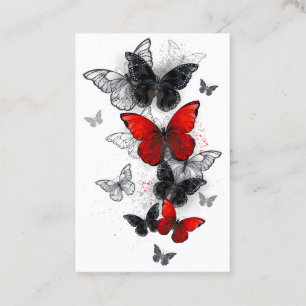 Flying Black and Red Morpho Butterflies Business Card