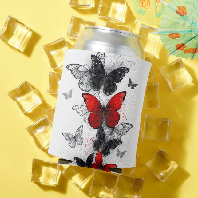 Flying Black and Red Morpho Butterflies Can Cooler (In Situ Summer)