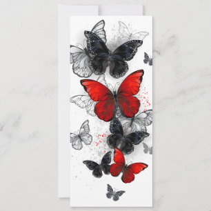 Flying Black and Red Morpho Butterflies Card