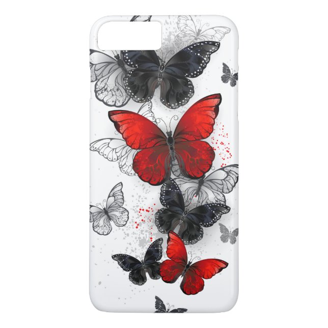 Flying Black and Red Morpho Butterflies Case-Mate iPhone Case (Back)