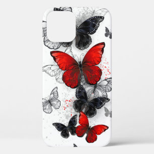Flying Black and Red Morpho Butterflies iPhone 12 Case