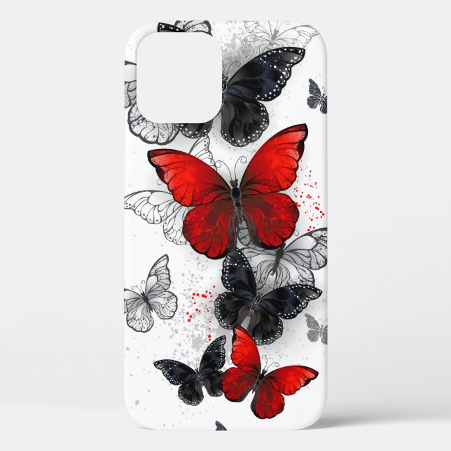 Flying Black and Red Morpho Butterflies Case-Mate iPhone Case (Back)
