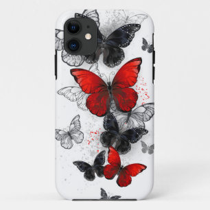 Flying Black and Red Morpho Butterflies Case-Mate iPhone Case