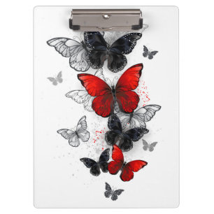 Flying Black and Red Morpho Butterflies Clipboard