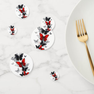 Flying Black and Red Morpho Butterflies Confetti