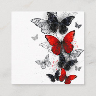 Flying Black and Red Morpho Butterflies Enclosure Card