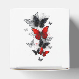 Flying Black and Red Morpho Butterflies Favour Box