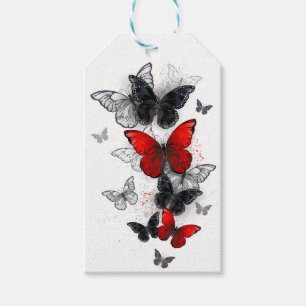 Flying Black and Red Morpho Butterflies Gift Tags