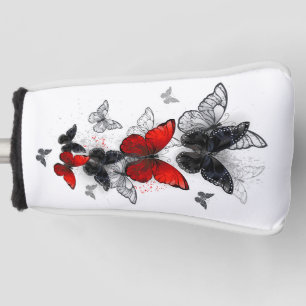 Flying Black and Red Morpho Butterflies Golf Head Cover