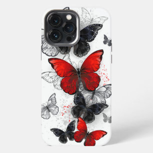 Flying Black and Red Morpho Butterflies iPhone 13 Pro Max Case
