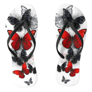 Flying Black and Red Morpho Butterflies Jandals