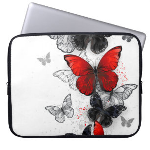 Flying Black and Red Morpho Butterflies Laptop Sleeve