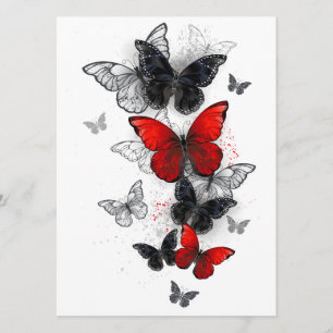 Flying Black and Red Morpho Butterflies Menu