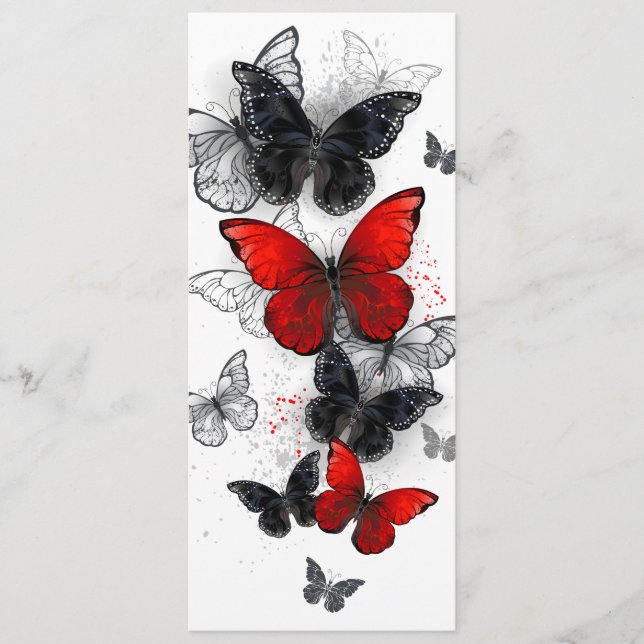Flying Black and Red Morpho Butterflies Menu (Front)