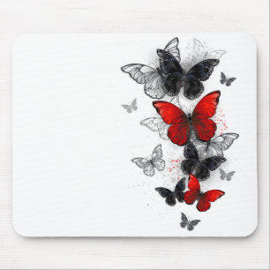 Flying Black and Red Morpho Butterflies Mouse Pad