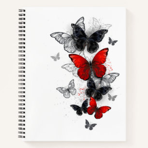 Flying Black and Red Morpho Butterflies Notebook