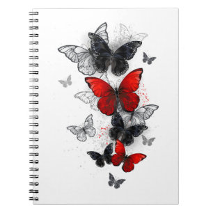 Flying Black and Red Morpho Butterflies Notebook