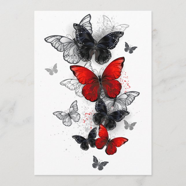 Flying Black and Red Morpho Butterflies Programme (Front)